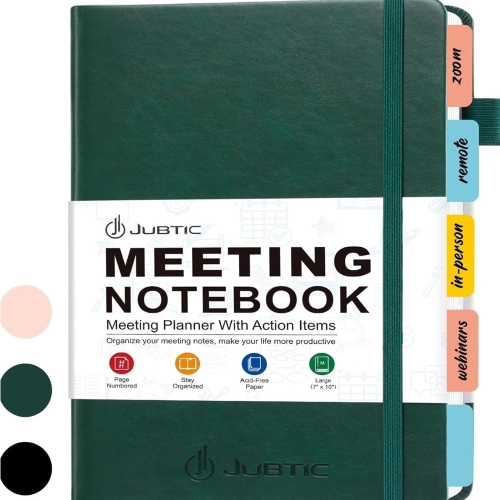 Jubtic Meeting Notebook with Action plans in rose Gold leather NWT